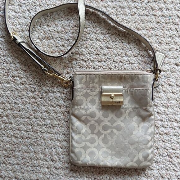 COACH Signature Gold Metallic Crossbody - Picture 1 of 16